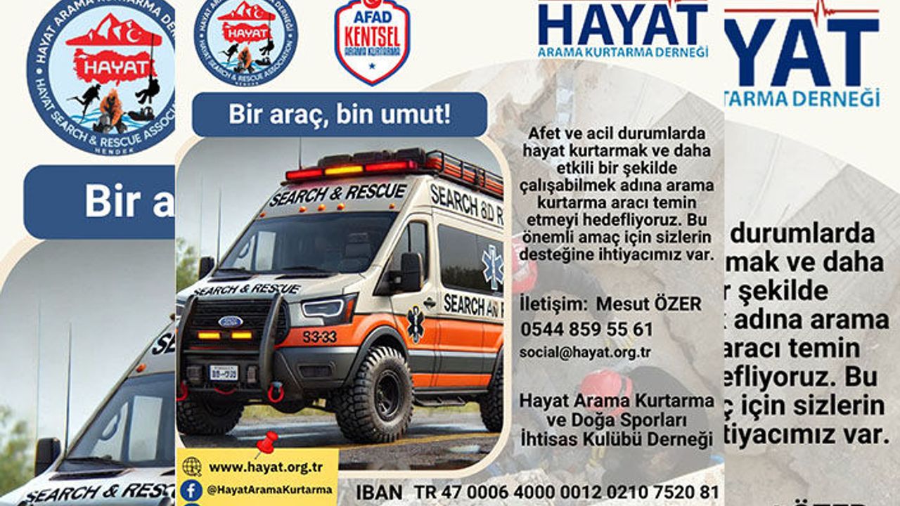Hayat Arama Kurtarma Derneği, Arama Kurtarma Aracı İçin Destek Bekliyor