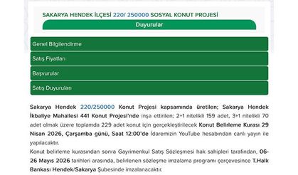 Hendek TOKİ Konut Belirleme Kurası 29 Nisan’da…