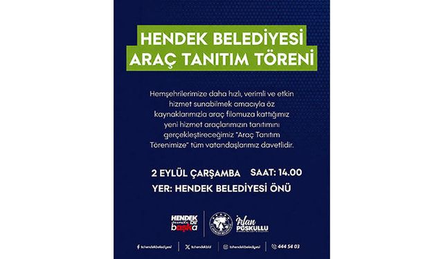 Hendek Belediyesi Araç Filosunu Genişletiyor