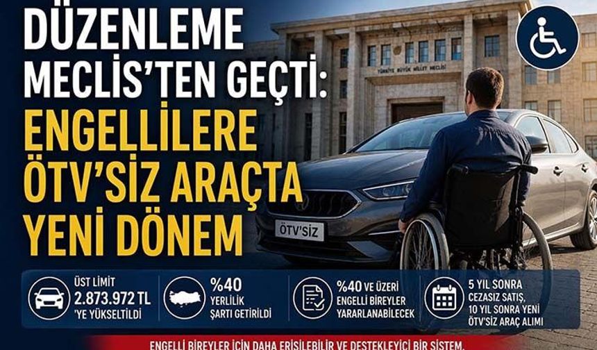 Meclis Onayladı, %40 Engelli Olanlara ÖTV Muafiyeti