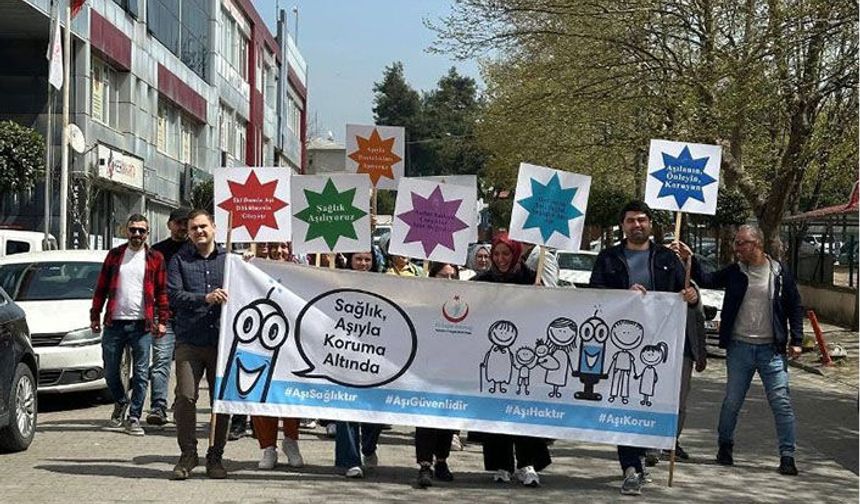 Hendek’te Aşı Haftası Farkındalık Yürüyüşü Düzenlendi