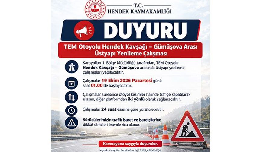 Sürücüler Dikkat! Tem Otoyolunda Çalışma Var